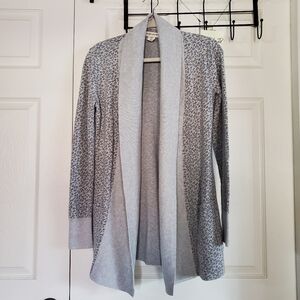 Yet Again Leopard Print Cardigan Sweater Shawl Drape Open Longline Long Sleeves